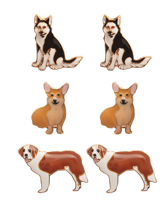Epoxy 3 Pair Dog Post Earring
