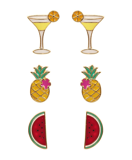 Epoxy 3 Pair Fun Post Earring