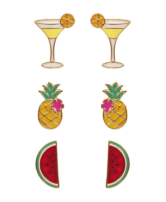 Epoxy 3 Pair Fun Post Earring