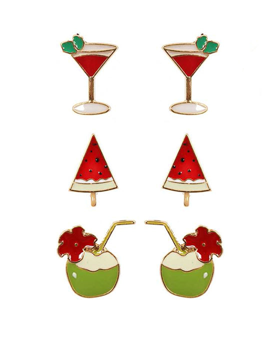 Epoxy 3 Pair Fun Post Earring