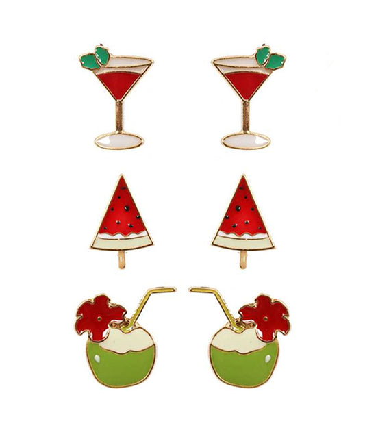 Epoxy 3 Pair Fun Post Earring