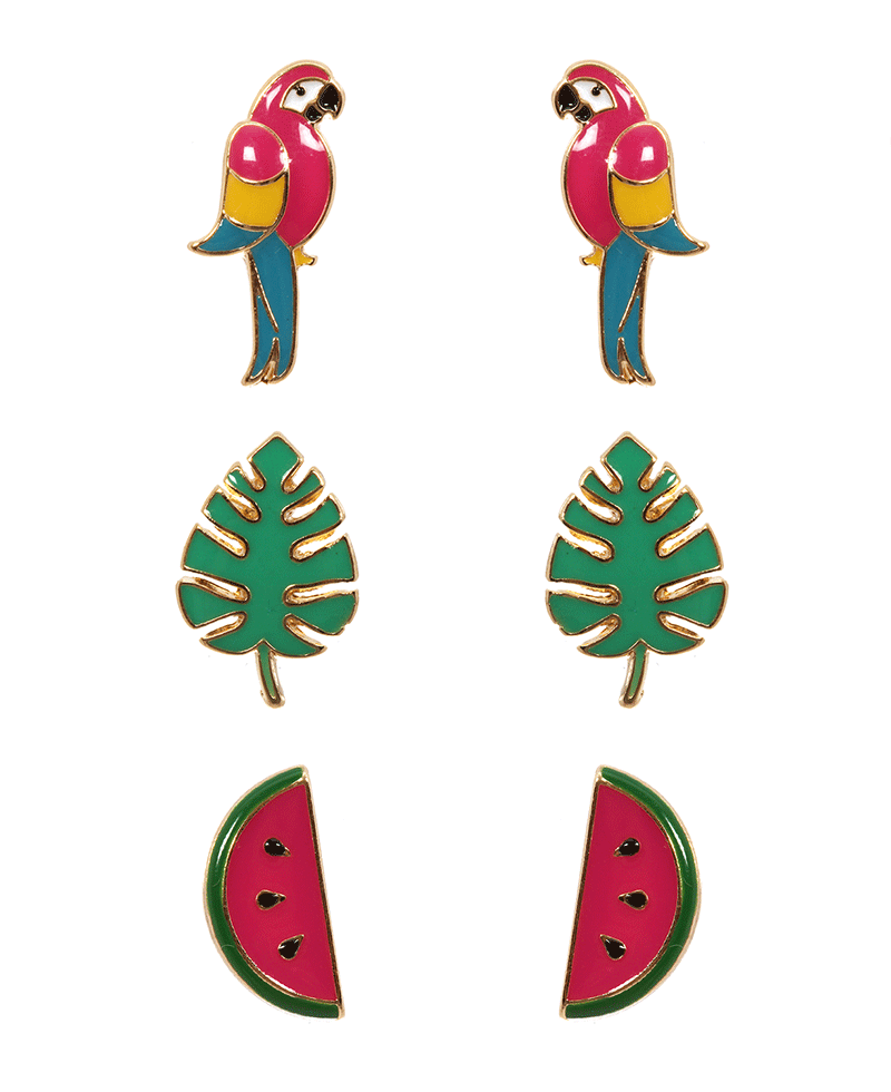Epoxy 3 Pair Post Earring