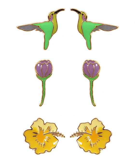 Epoxy 3 Pair Post Earring