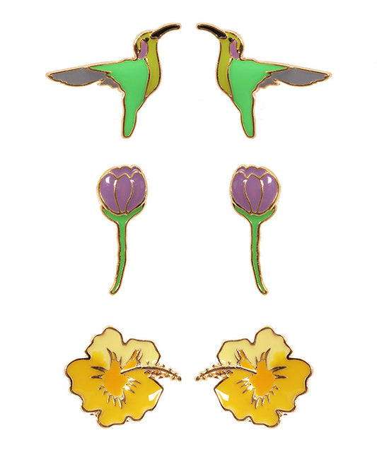 Epoxy 3 Pair Post Earring