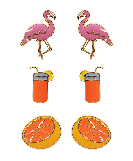 Epoxy 3 Pair Fun Post Earring