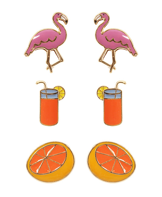 Epoxy 3 Pair Fun Post Earring