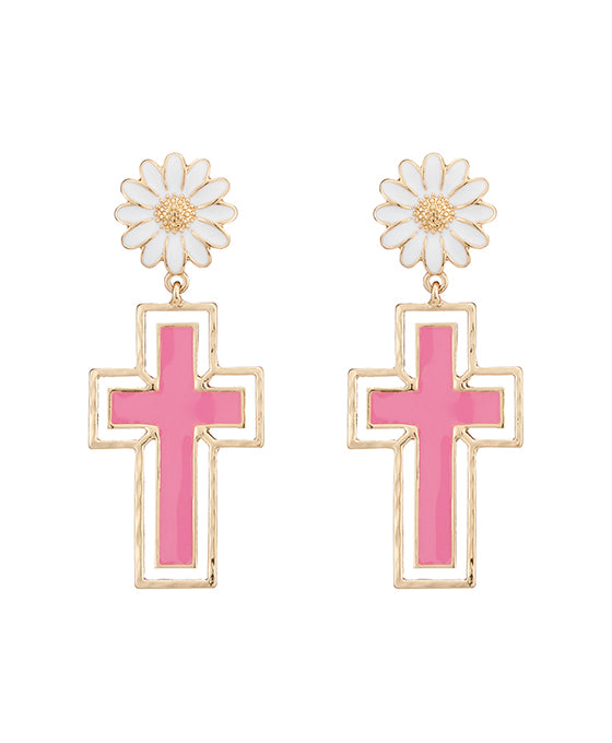 Cross Enamel Earring