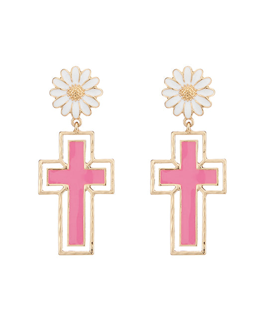 Cross Enamel Earring