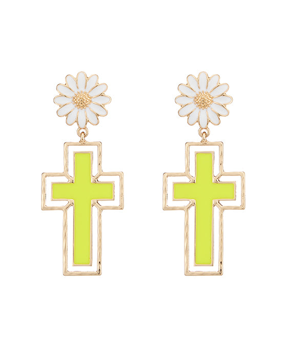 Cross Enamel Earring