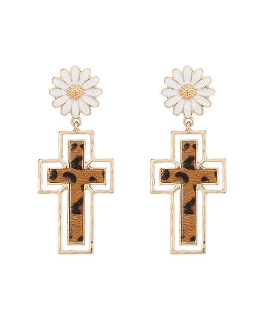 Cross Leather Earring