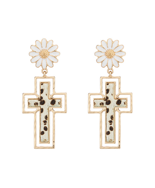 Cross Leather Earring