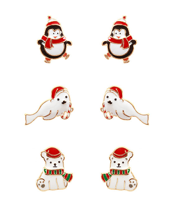 Epoxy Christmas 3 Pair Post Earring