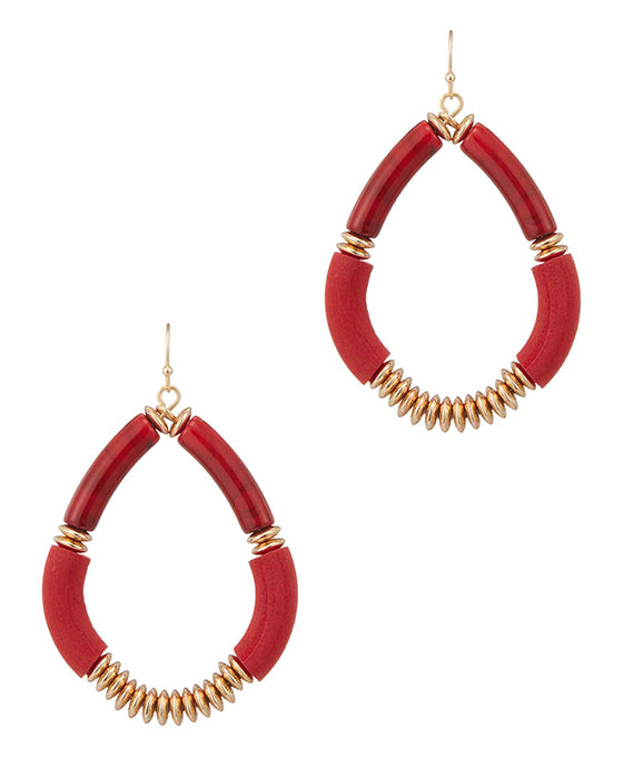 Wood Beads Teardrop Earring