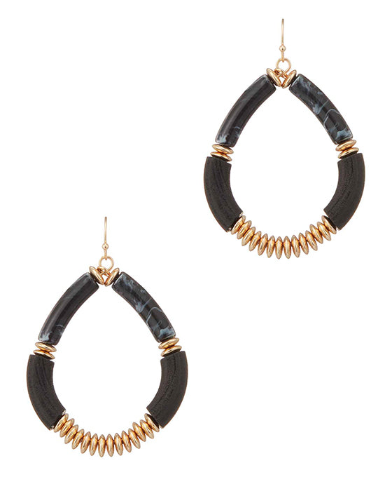 Wood Beads Teardrop Earring
