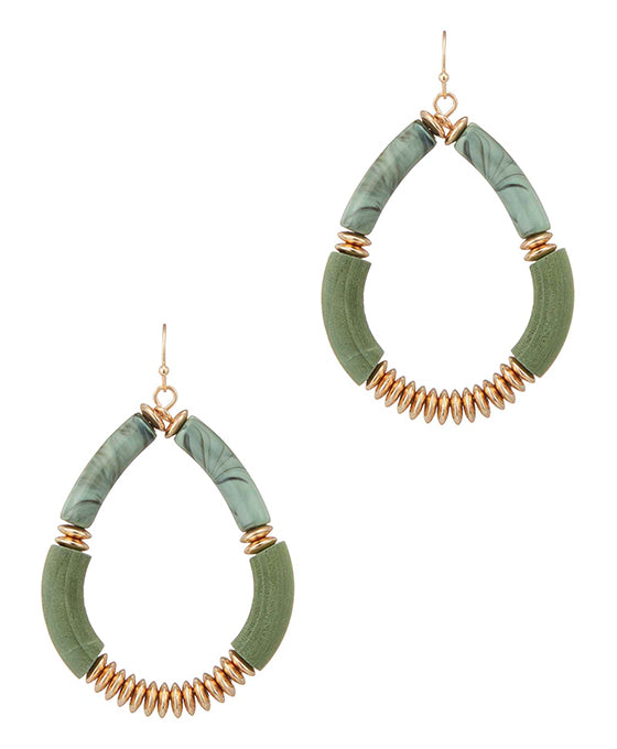 Wood Beads Teardrop Earring