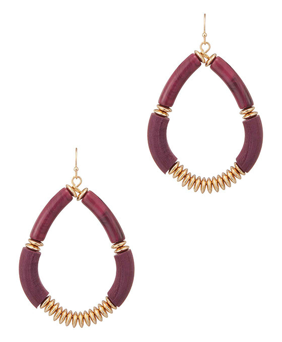 Wood Beads Teardrop Earring