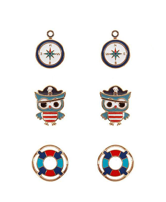 Epoxy 3 Pair Sea Life Post Earring