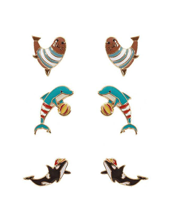 Epoxy 3 Pair Sea Life Post Earring