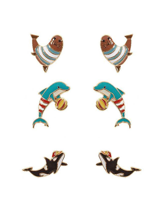 Epoxy 3 Pair Sea Life Post Earring