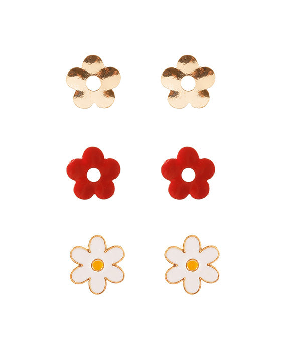Flower 3 Pair Post Earring