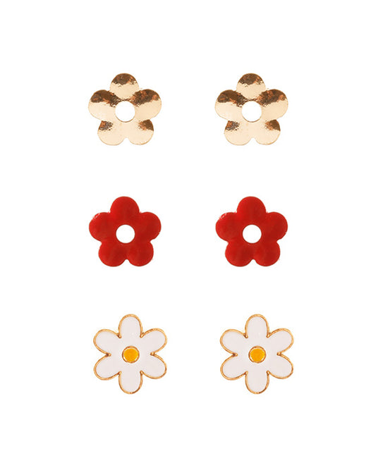 Flower 3 Pair Post Earring