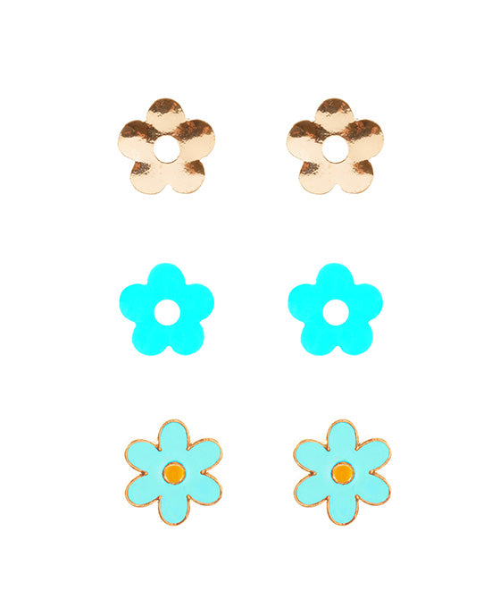 Flower 3 Pair Post Earring