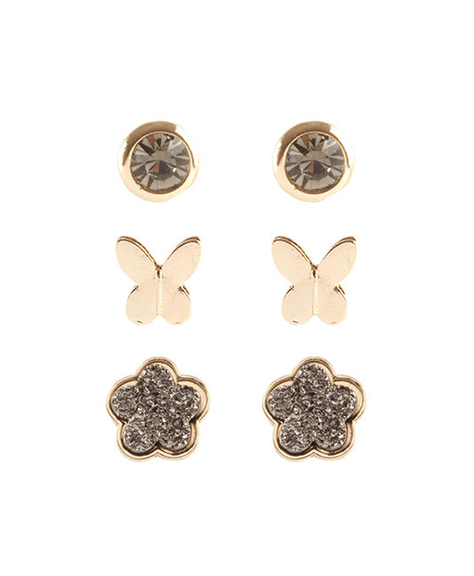 Druzy Butterfly 3 Pair Earring