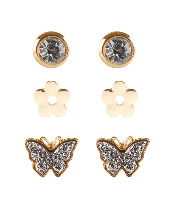 Druzy Butterfly 3 Pair Earring