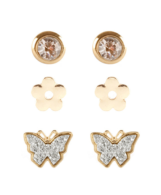 Druzy Butterfly 3 Pair Earring