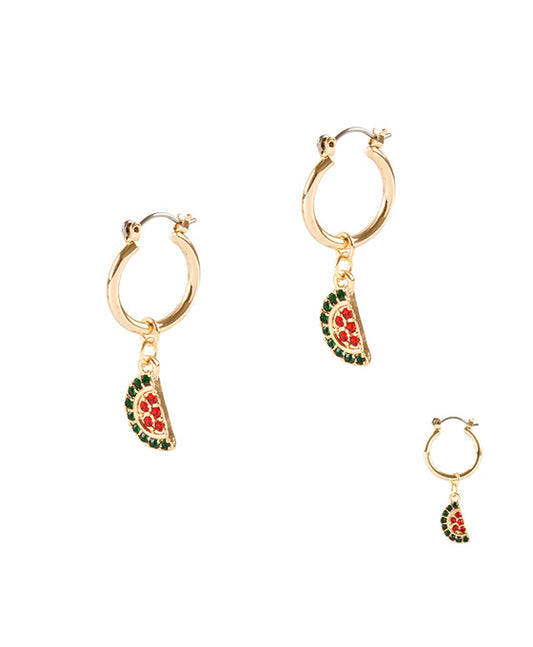 Metal Rhinestone Fruit Pincatch Earring