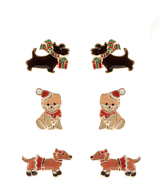 Epoxy Christmas 3 Pair Post Earring