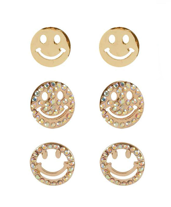 Rhinestone 3 Pair Post Earring