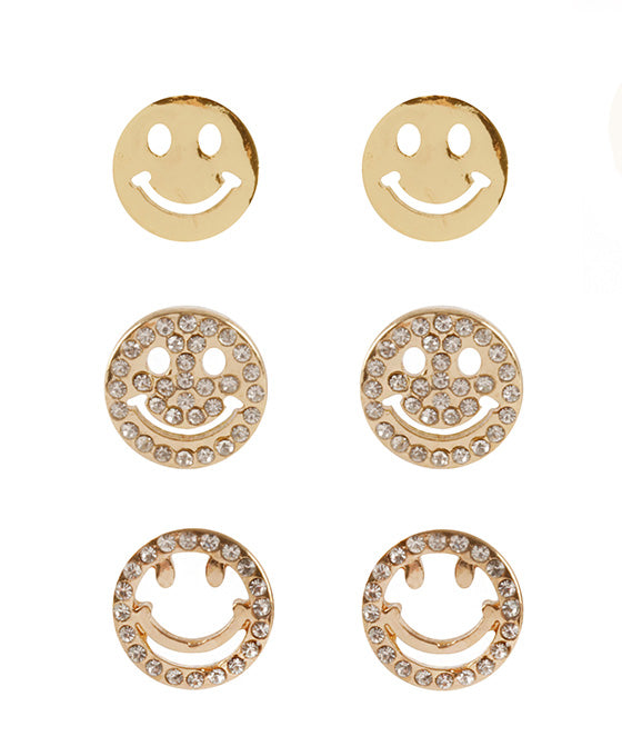 Rhinestone 3 Pair Post Earring