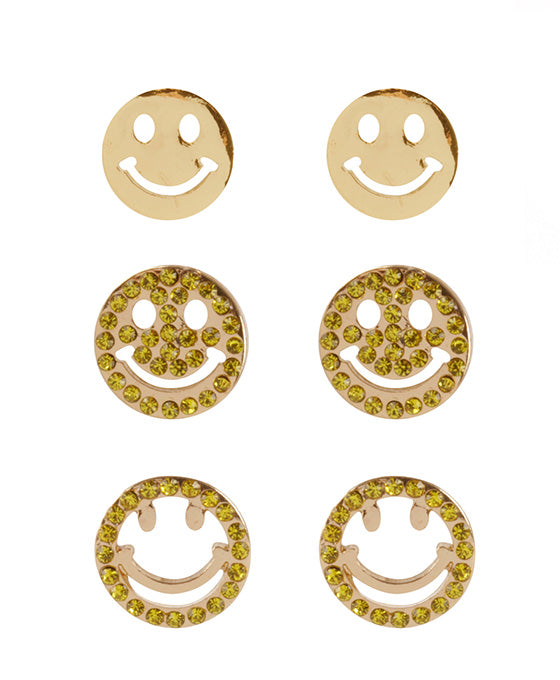 Rhinestone 3 Pair Post Earring