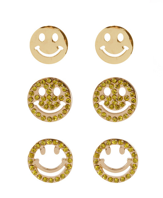 Rhinestone 3 Pair Post Earring