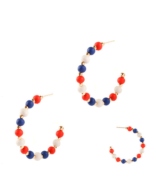 Patriot  Wood 40mm Hoop Earring