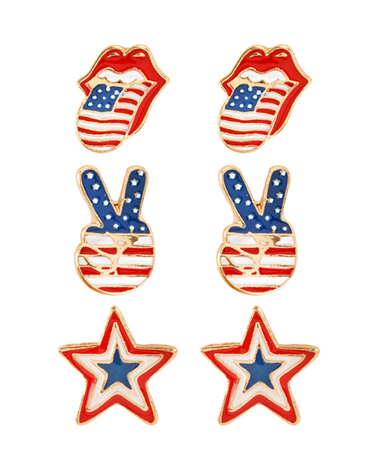 Epoxy 3 Pair Patriot Post Earring