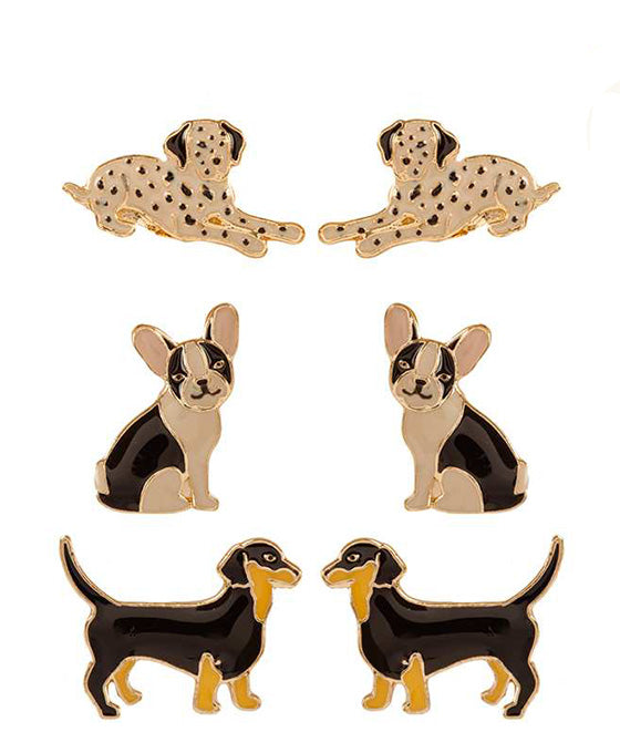 Epoxy 3 Pair Dog Earring