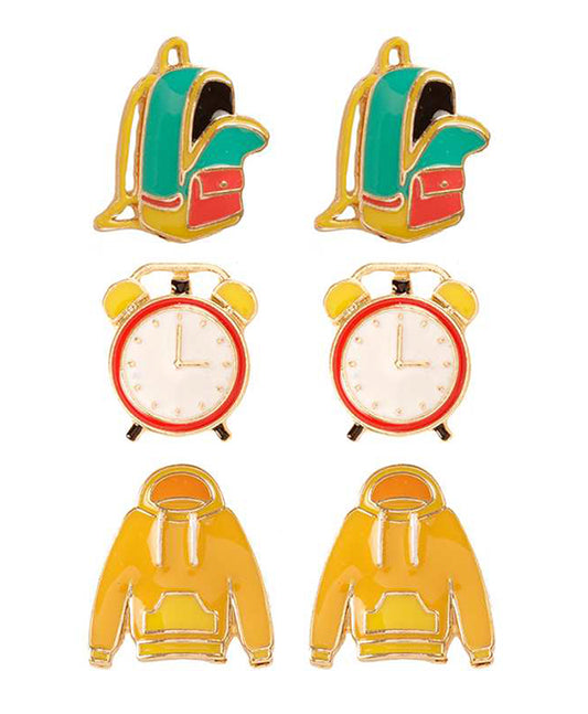 Epoxy 3 Pair School Earring