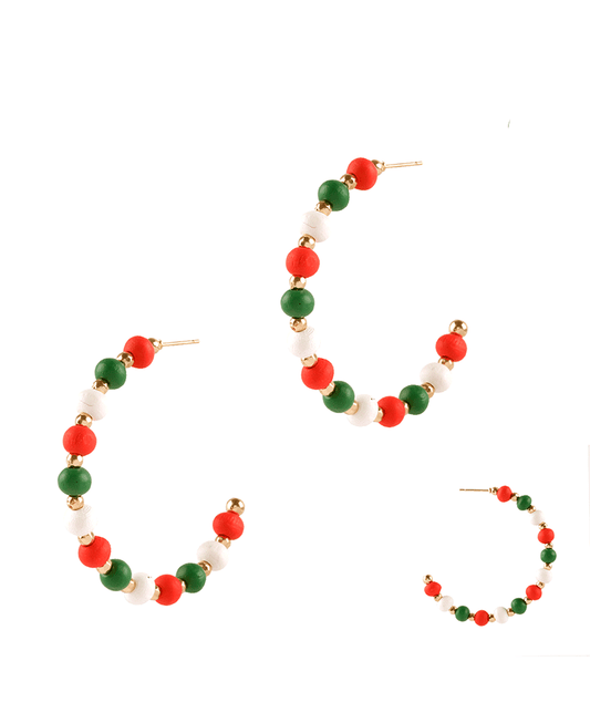 40mm Wood Christmas Hoop Earring