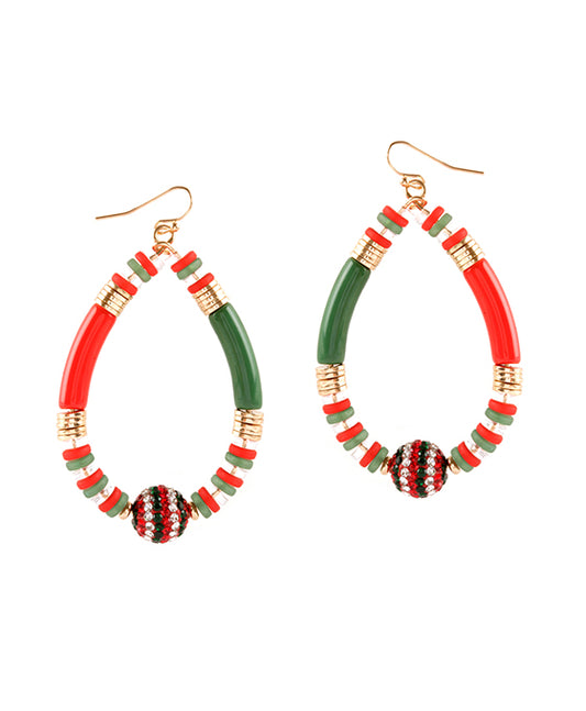 Christmas Acetate Pipe w/ Paveball Earring