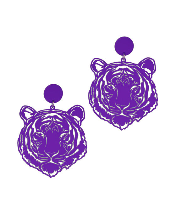 Gameday Filigree Tiger Face Post Earring