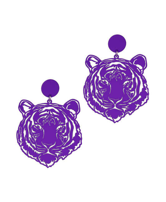 Gameday Filigree Tiger Face Post Earring