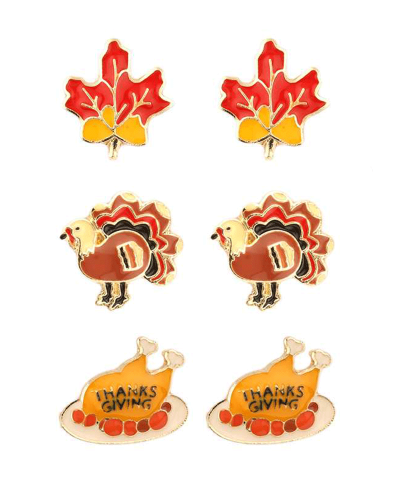 Epoxy Thanksgiving 3 Pair Earring