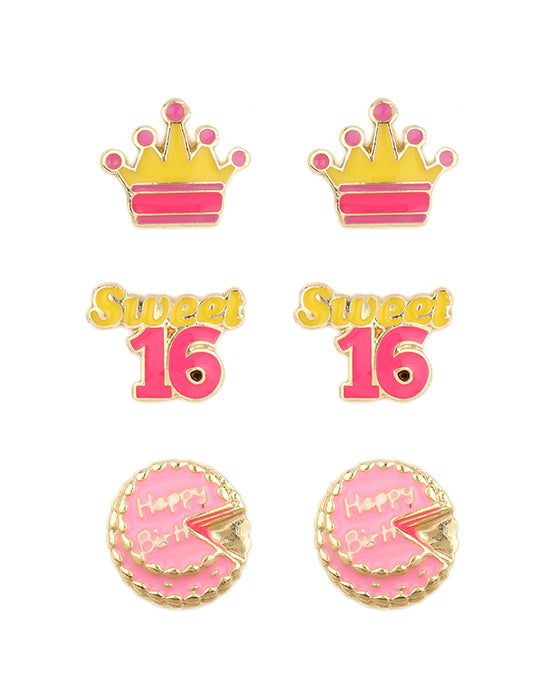 Epoxy Birthday 3 Pair Earring
