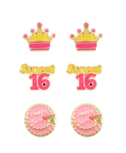 Epoxy Birthday 3 Pair Earring
