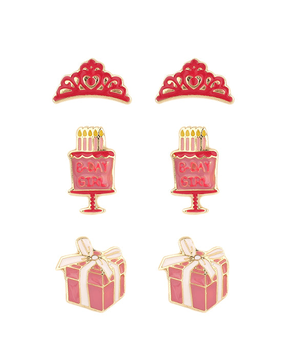 Epoxy Birthday 3 Pair Earring