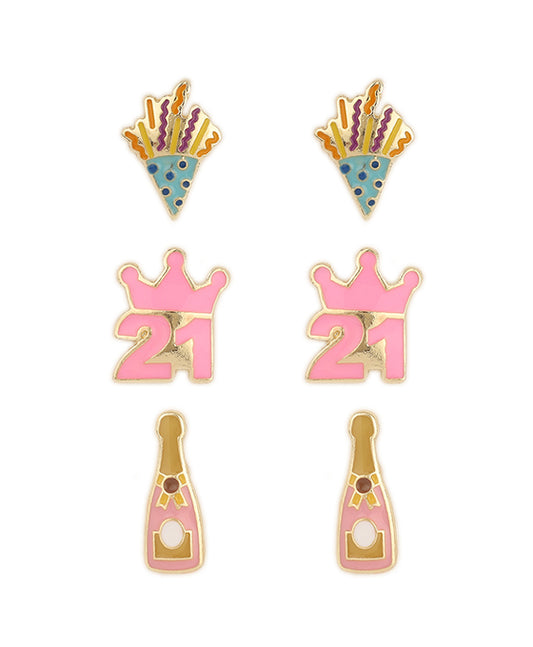 Epoxy Birthday 3 Pair Earring