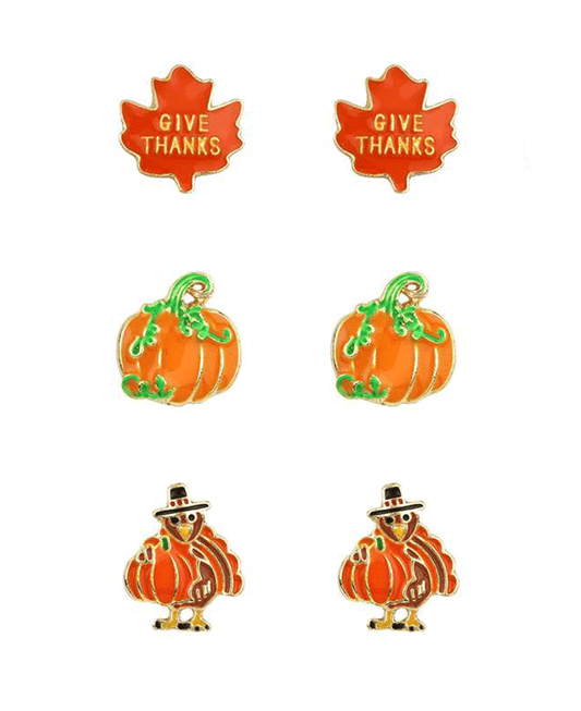 Epoxy Thanksgiving 3 Pair Earring