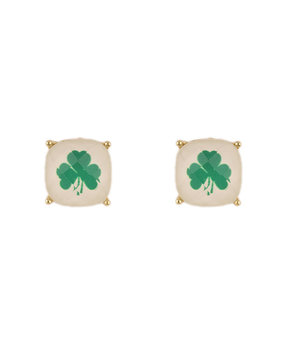 Epoxy Square Stone Saint Patricks Post Earring